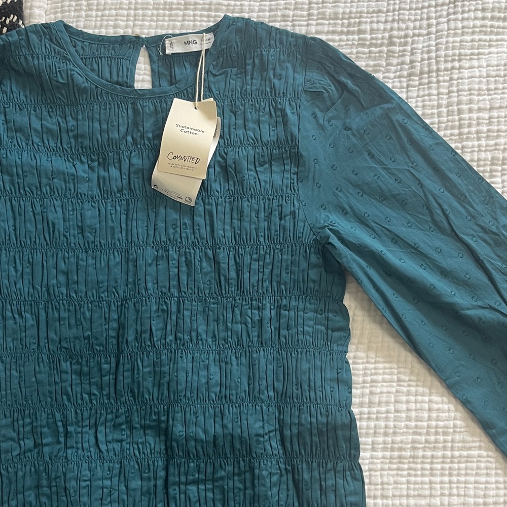 MNG • Smocked Emerald Dress